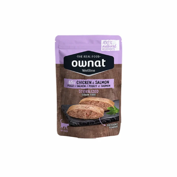 Ownat Wetline Sterilized Chicken & Salmon Ração Húmida para Gatos Ownat Wetline Sterilized Chicken & Salmon Ração Húmida para Gatos