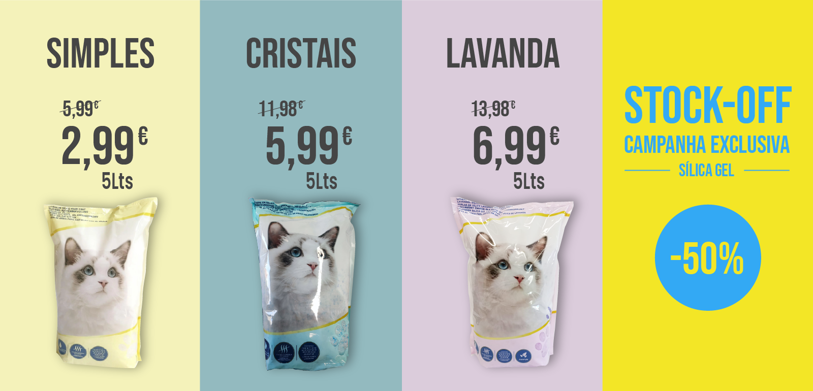 Campanha promocional -50% nas sílicas gel aglomerante para gato