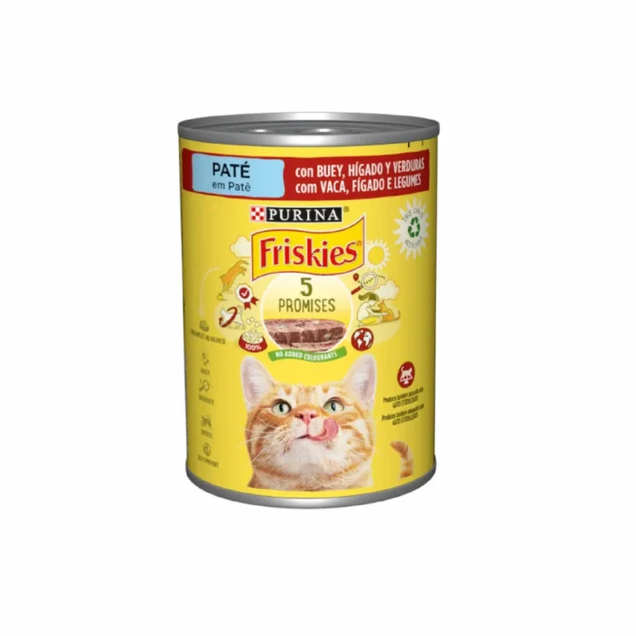 Friskies Vaca, Fígado e Verduras - lata Ração Húmida para Gato Friskies Vaca Fígado e Legumes