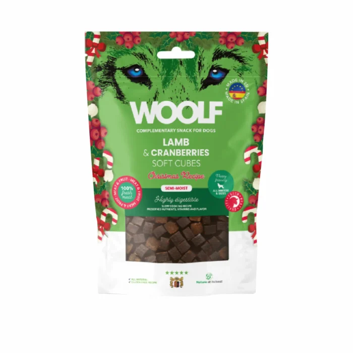 Snack para Cão Woolf Semihúmido Cordeiro com Mirtilos Woolf Semihúmido Cordeiro com Mirtilos Snack para Cão