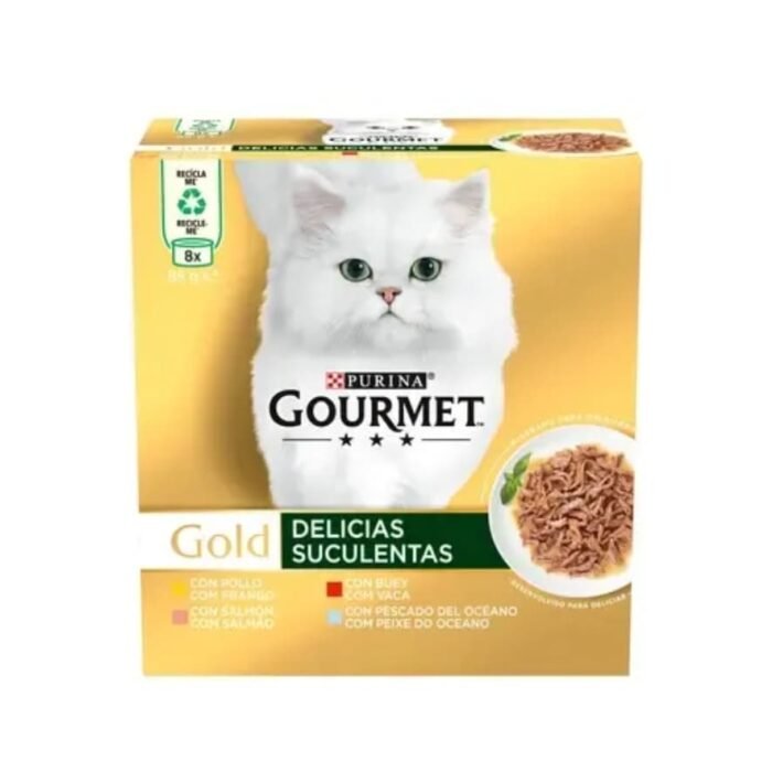 Gourmet Gold Delícias Suculentas 8x85g Alimento Húmido para Gato